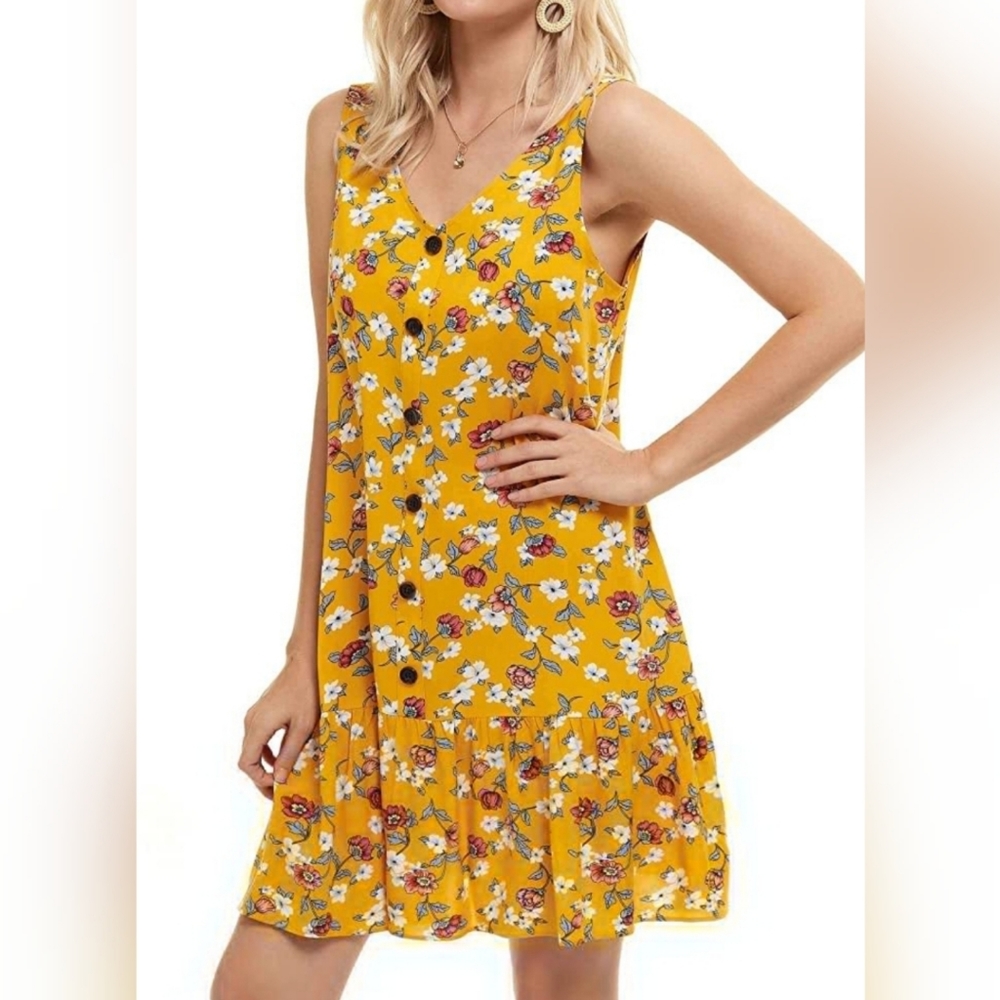 🌞T Shirt Dress V Neck - Picture 2 of 3